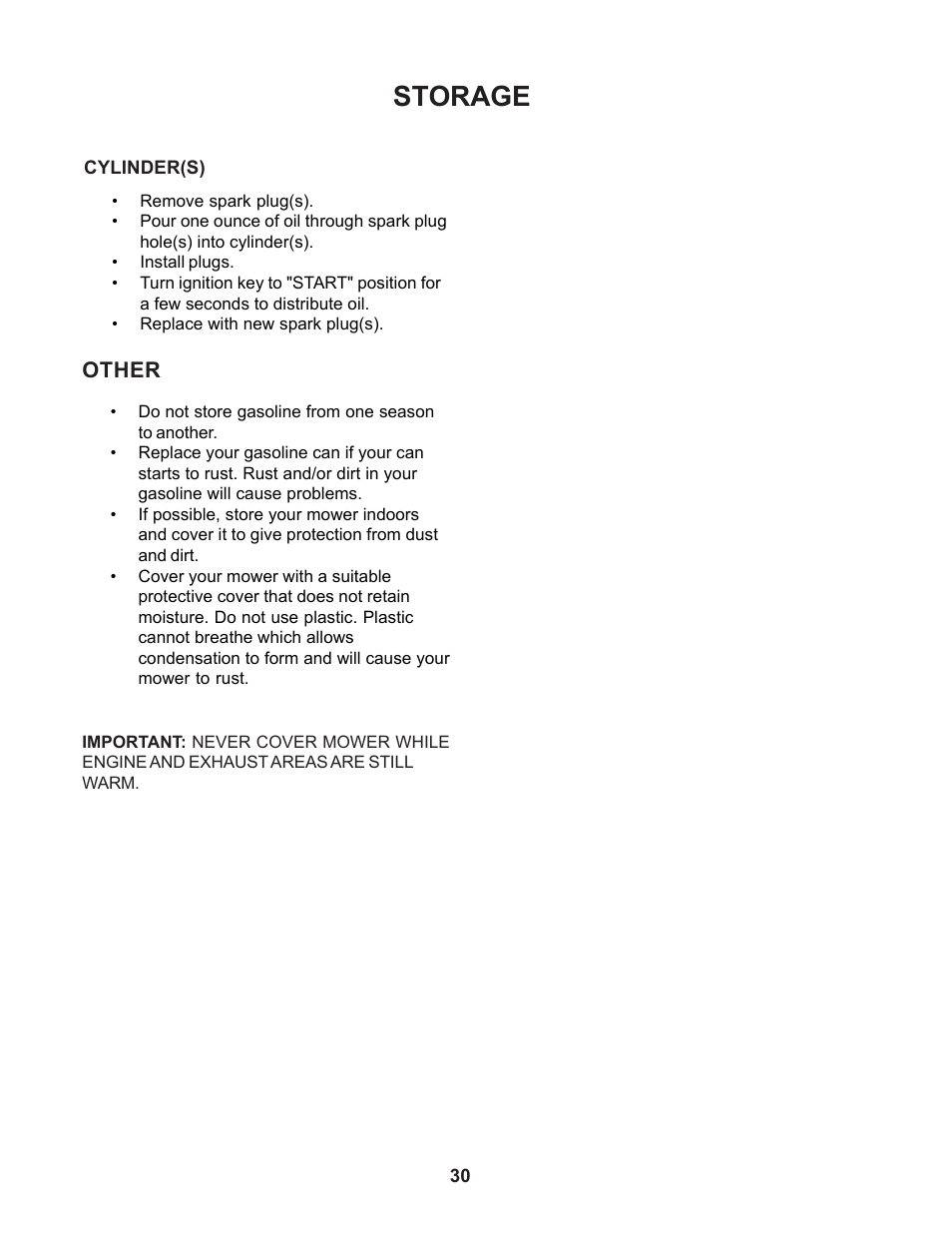 Storage | Yazoo/Kees ZCBI48180 User Manual | Page 30 / 34