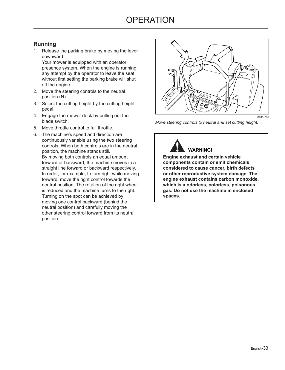 Running, Operation | Yazoo/Kees ZMKW48172 User Manual | Page 33 / 68