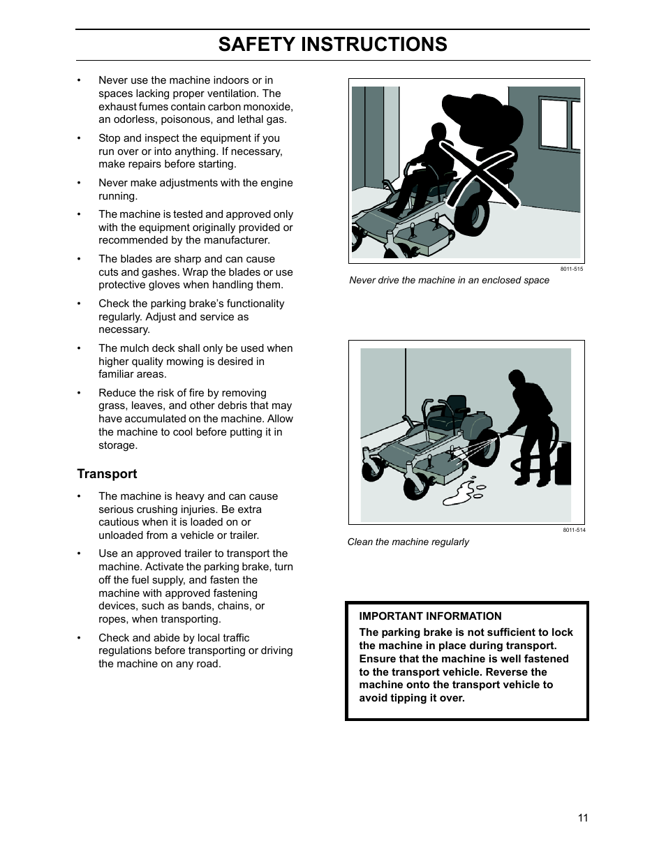 Transport, Safety instructions | Yazoo/Kees ZHDD61270 User Manual | Page 13 / 64