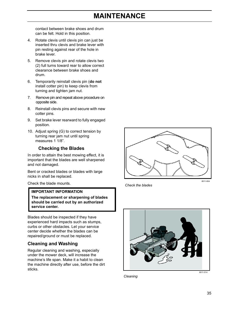 Maintenance | Yazoo/Kees ZHDD61270 User Manual | Page 37 / 64