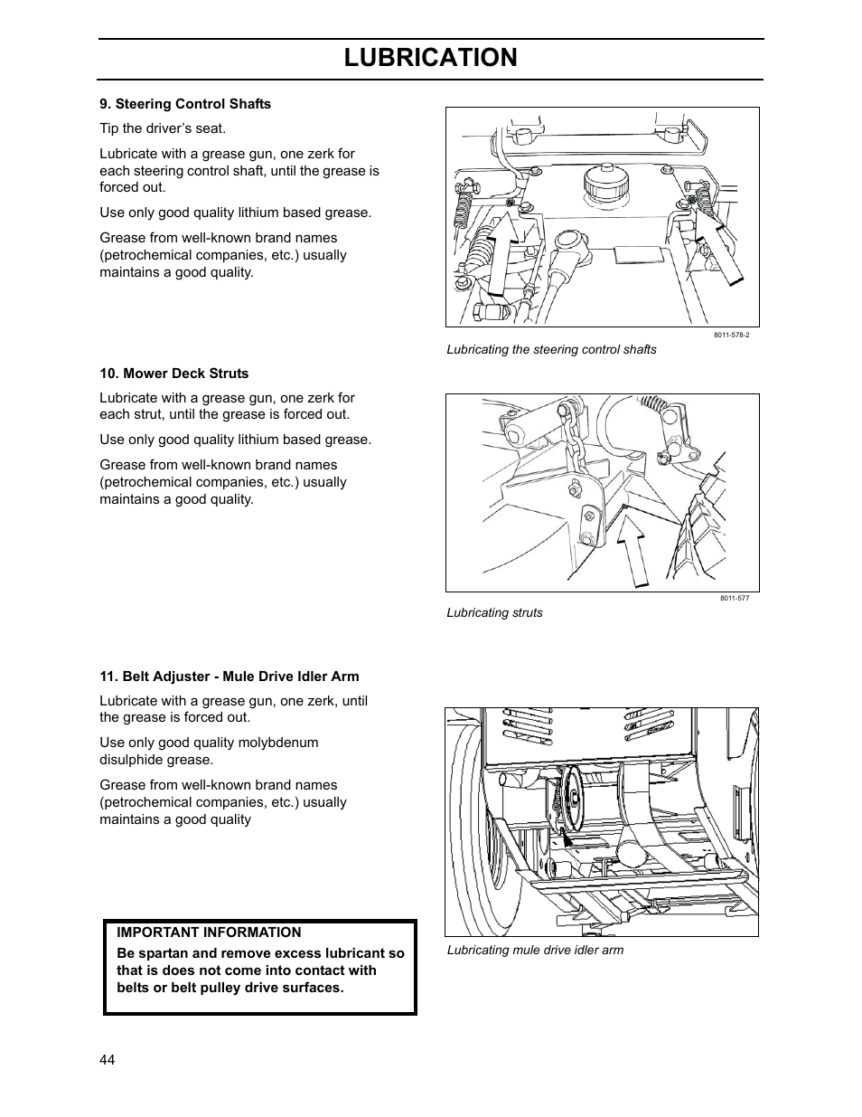 Lubrication | Yazoo/Kees ZHDD61270 User Manual | Page 46 / 64