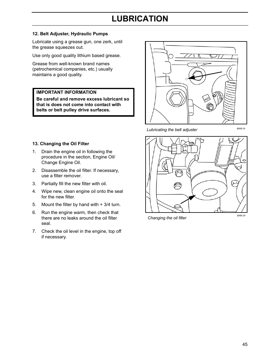 Lubrication | Yazoo/Kees ZHDD61270 User Manual | Page 47 / 64