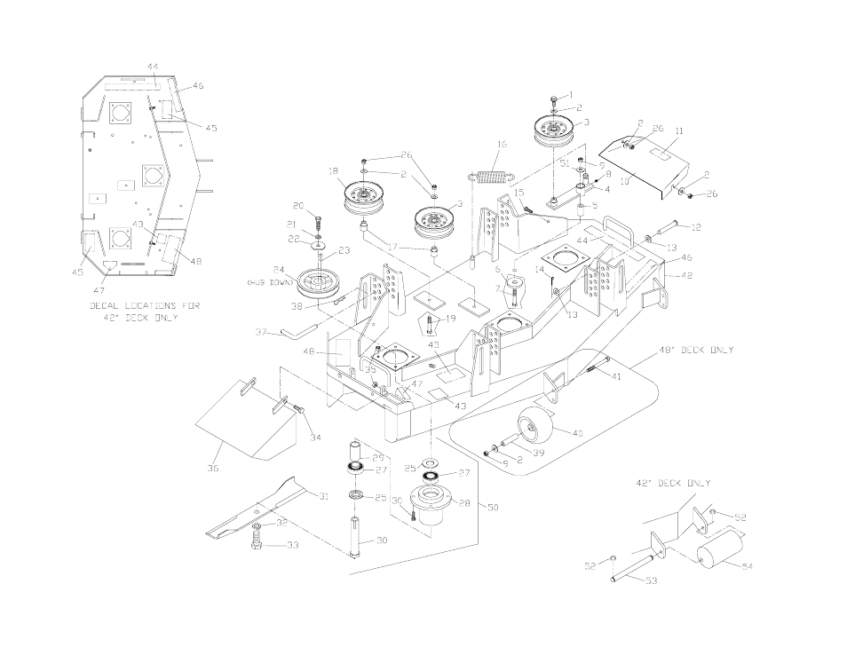 42 & 48 deck assembly | Yazoo/Kees ZKW48170 User Manual | Page 16 / 22