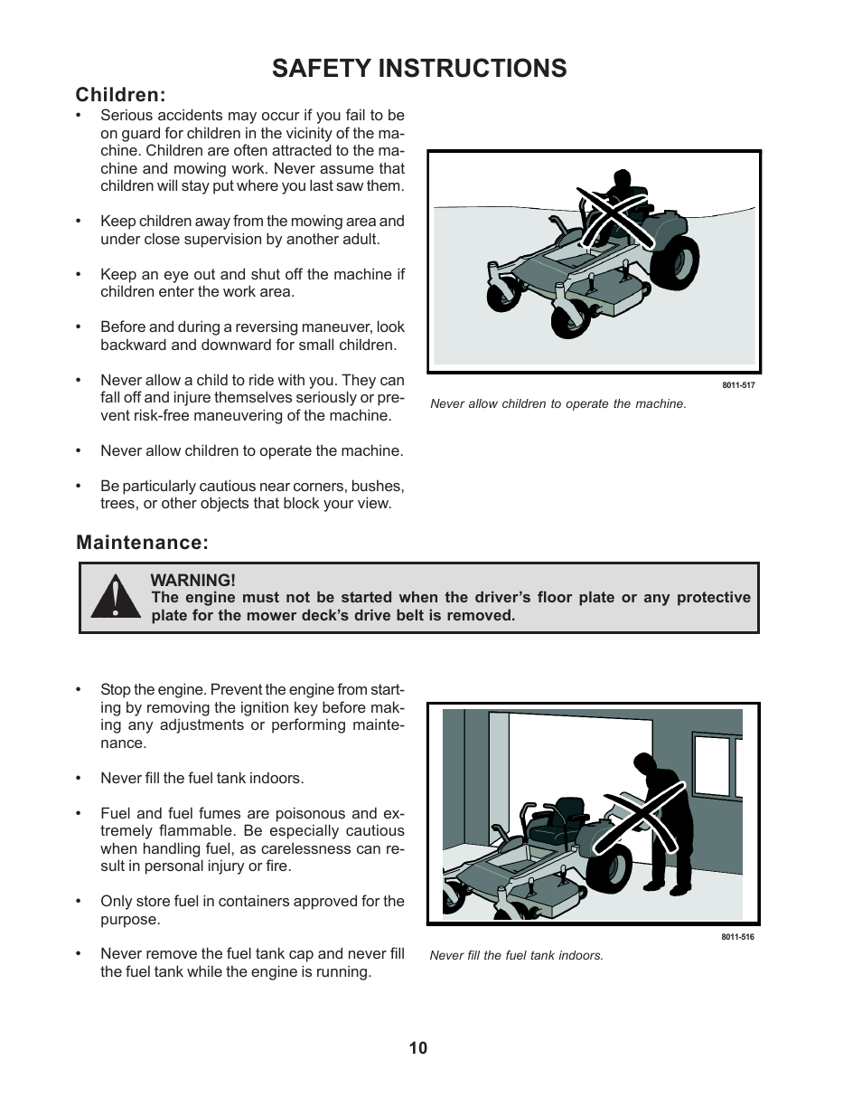 Safety instructions, Children, Maintenance | Yazoo/Kees ZMKW48171  EN User Manual | Page 10 / 30