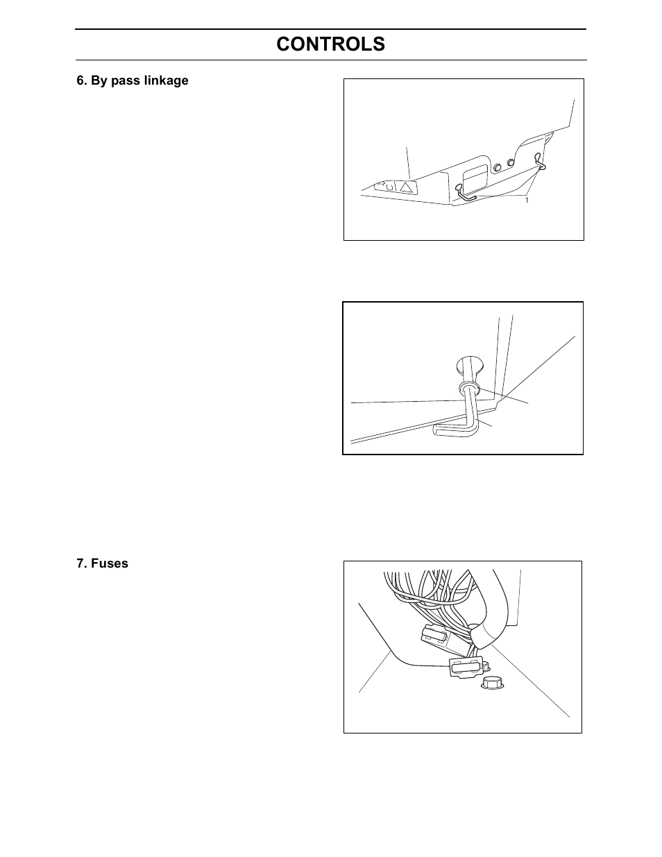 Controls, By pass linkage, Fuses | Yazoo/Kees ZEKH52240 User Manual | Page 22 / 80