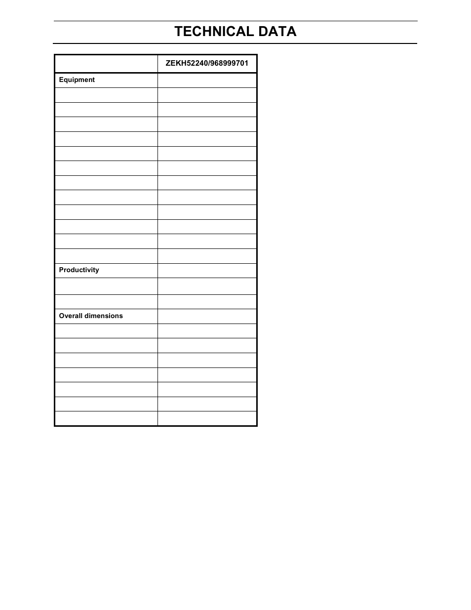 Technical data | Yazoo/Kees ZEKH52240 User Manual | Page 69 / 80