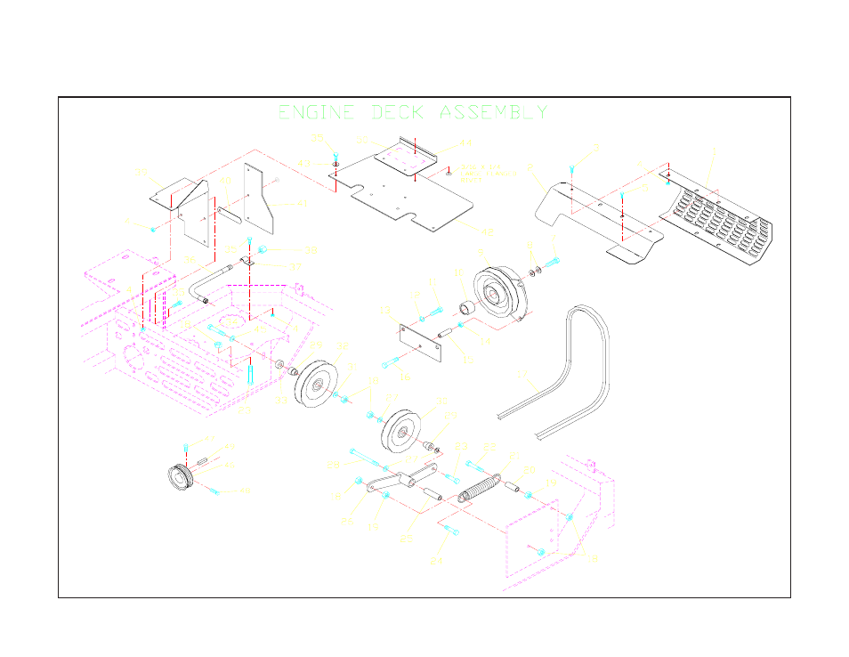 Engine deck assembly | Yazoo/Kees ZKH61220 User Manual | Page 14 / 23