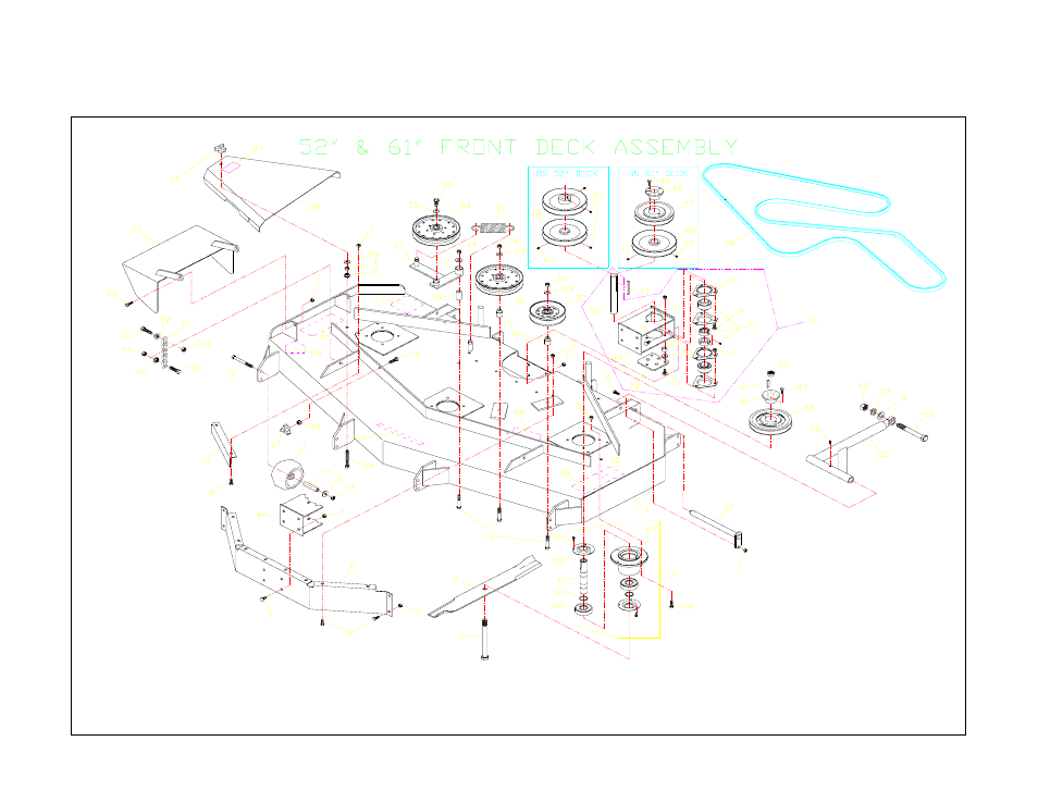 52" & 61" front deck assembly, Wiring assembly | Yazoo/Kees ZKH61220 User Manual | Page 18 / 23