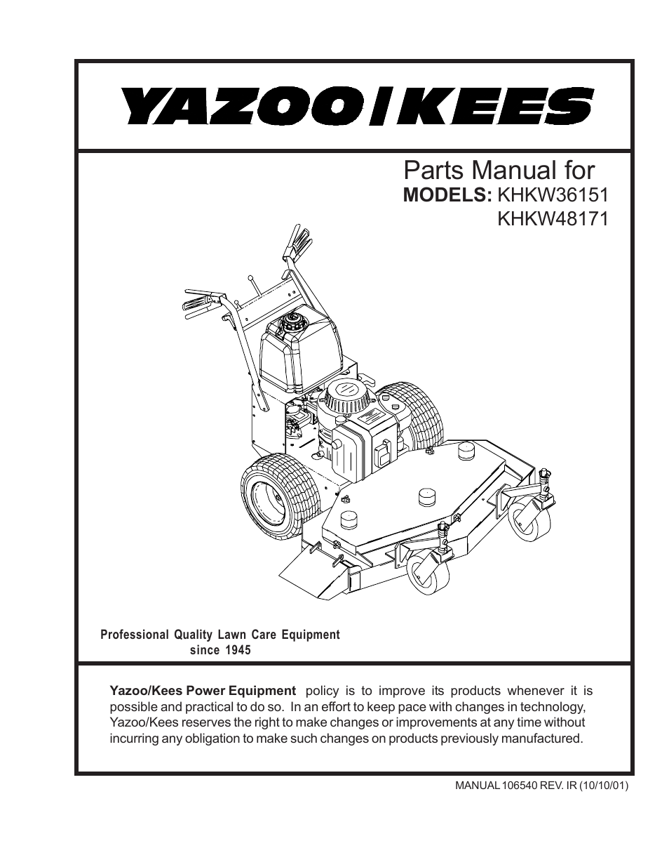 Yazoo/Kees KHKW48171 User Manual | 24 pages