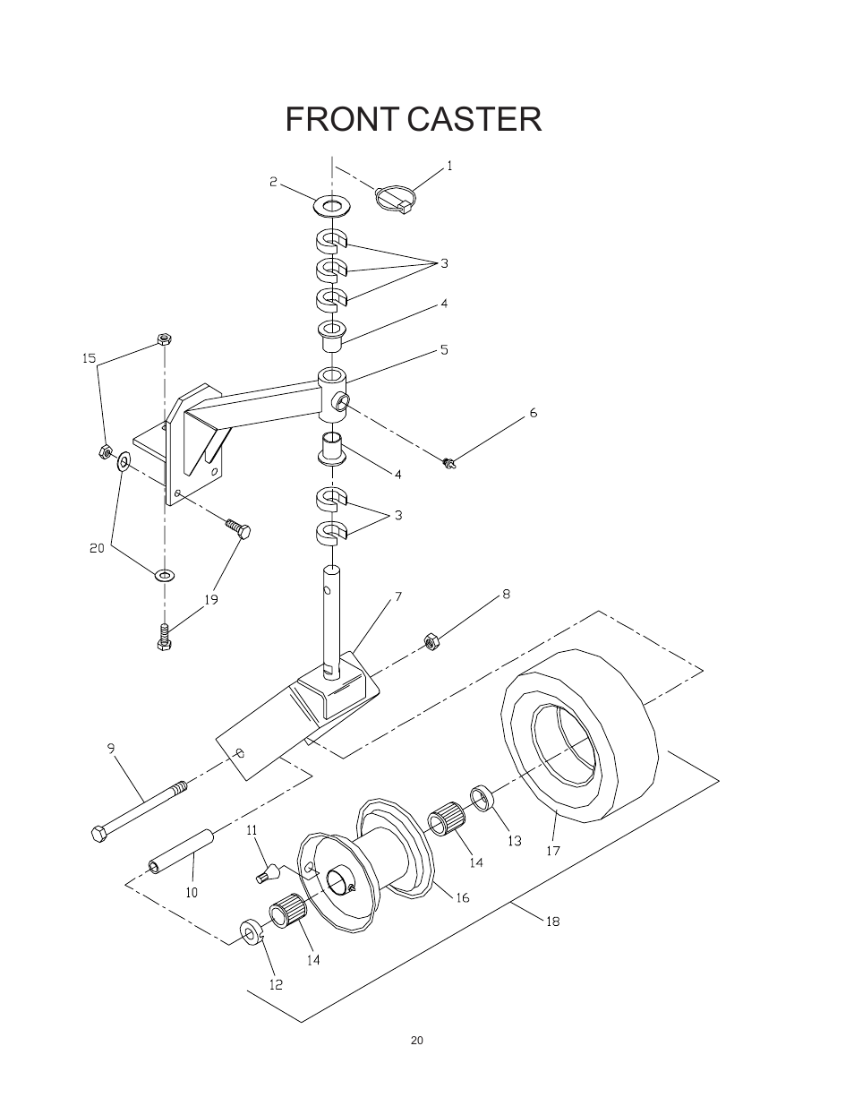 Front caster | Yazoo/Kees KHKW48171 User Manual | Page 20 / 24