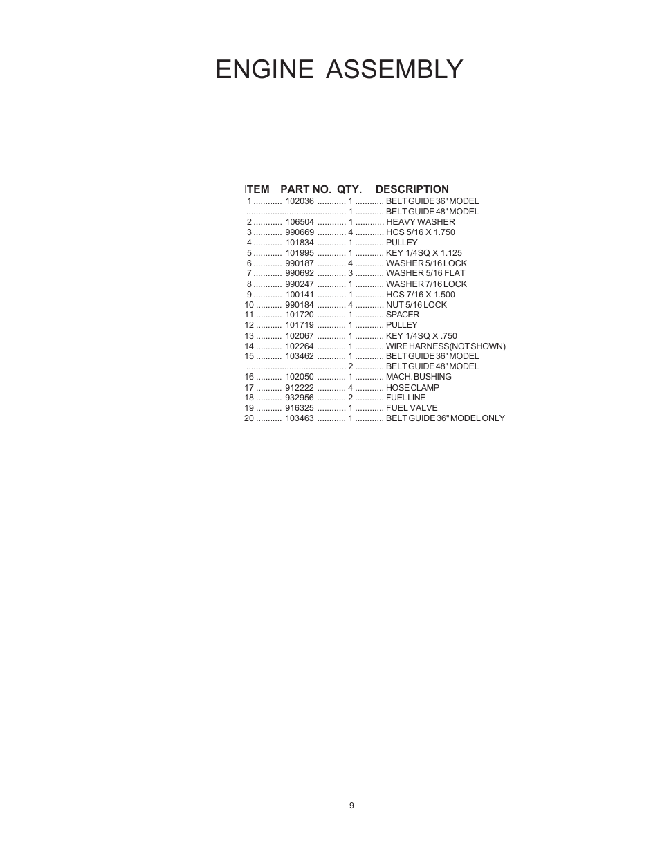 Engine assembly | Yazoo/Kees KHKW48171 User Manual | Page 9 / 24