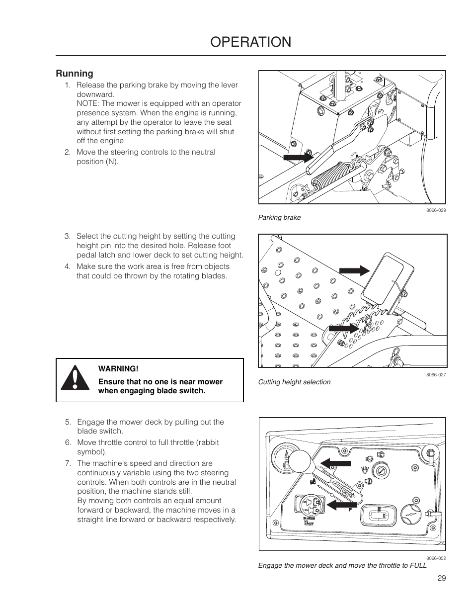 Running, Operation | Yazoo/Kees ZMKW 5222 User Manual | Page 29 / 64