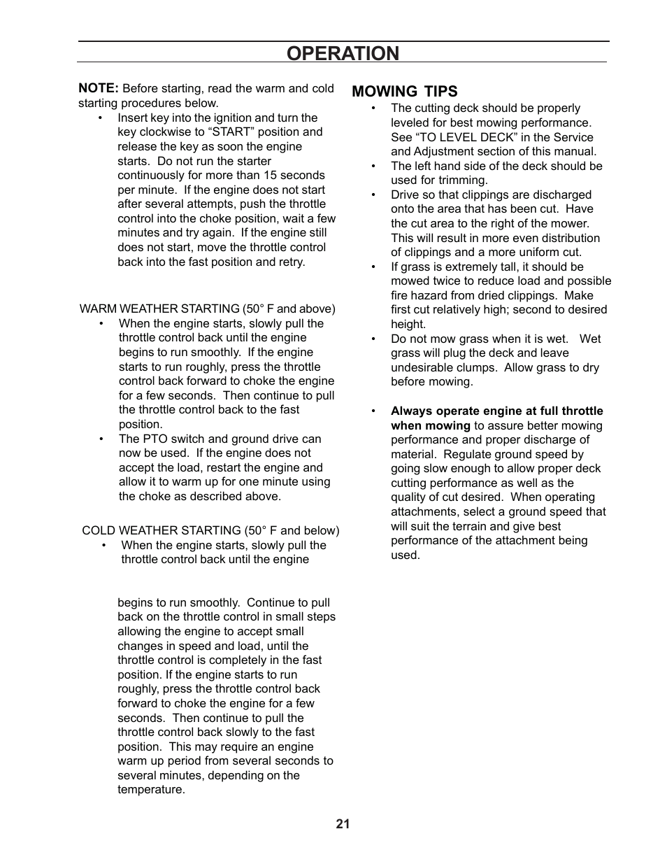 Operation | Yazoo/Kees ZCBI48181 User Manual | Page 21 / 40