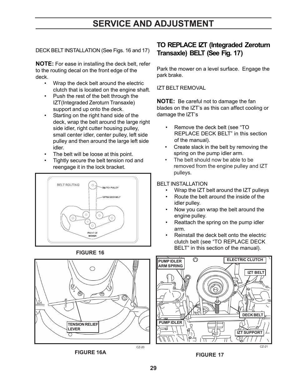 Service and adjustment | Yazoo/Kees ZCBI48181 User Manual | Page 29 / 40