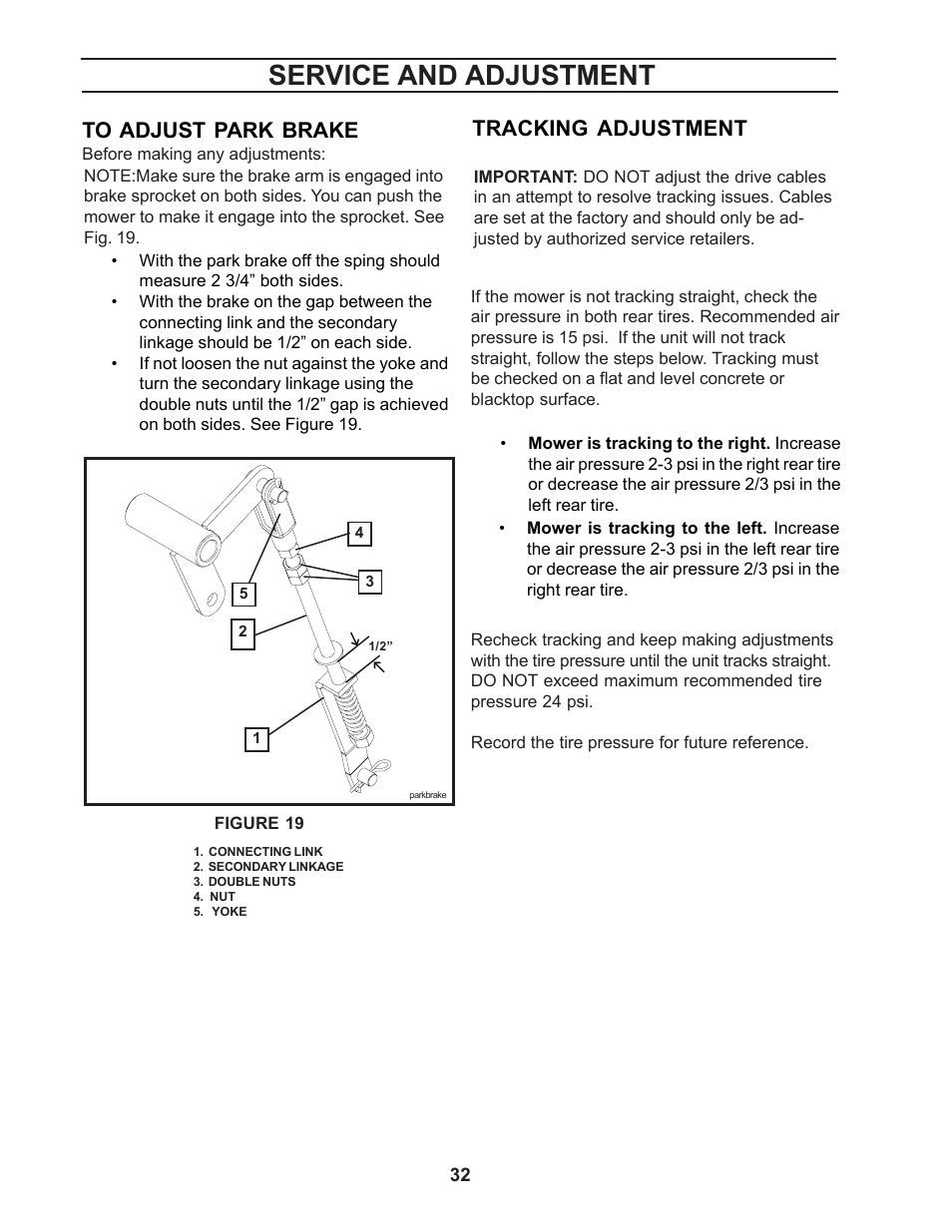 Service and adjustment, Tracking adjustment | Yazoo/Kees ZCBI48181 User Manual | Page 32 / 40