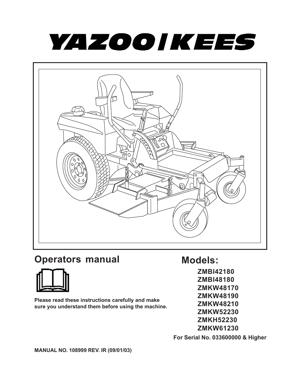 Yazoo/Kees ZMB142180 User Manual | 30 pages