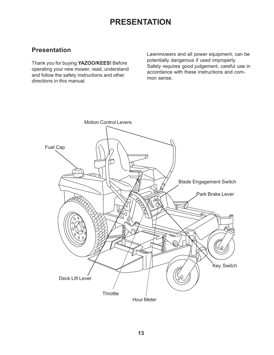 Presentation | Yazoo/Kees ZMB142180 User Manual | Page 13 / 30