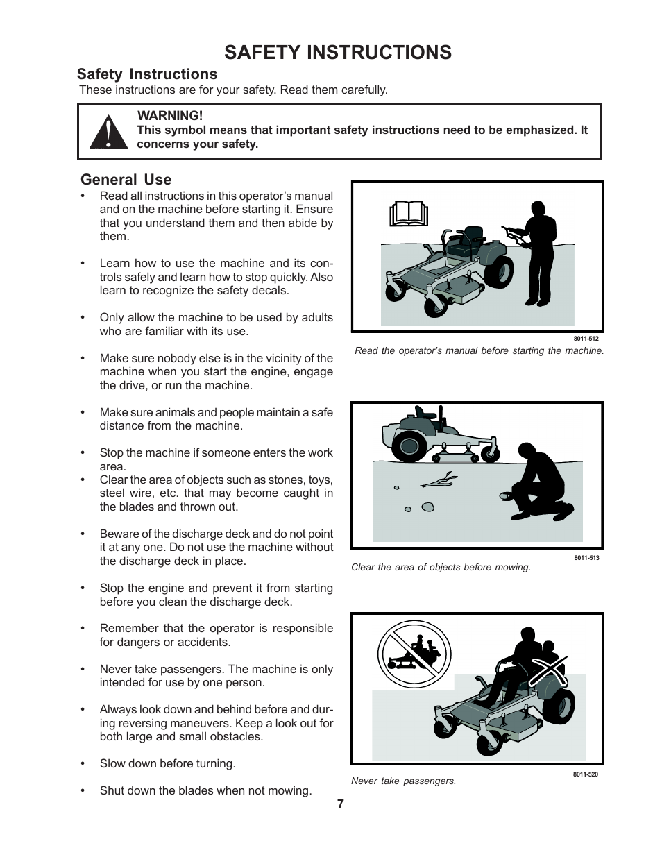 Safety instructions, General use | Yazoo/Kees ZMB142180 User Manual | Page 7 / 30