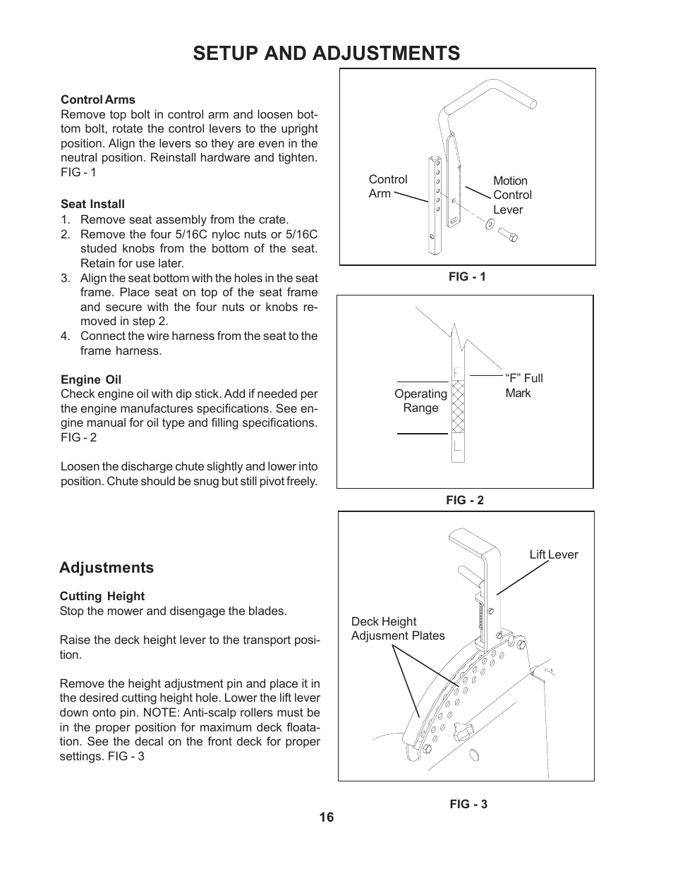 Setup and adjustments | Yazoo/Kees ZMBI48181 User Manual | Page 16 / 30