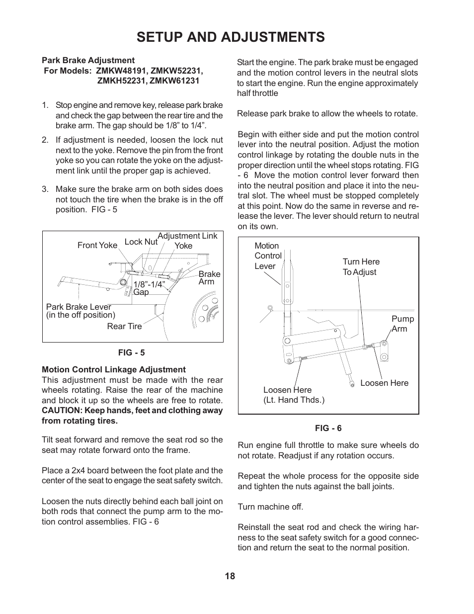 Setup and adjustments | Yazoo/Kees ZMBI48181 User Manual | Page 18 / 30