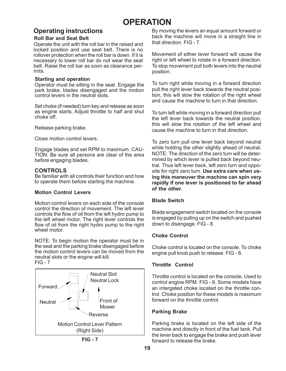 Operation, Operating instructions | Yazoo/Kees ZMBI48181 User Manual | Page 19 / 30