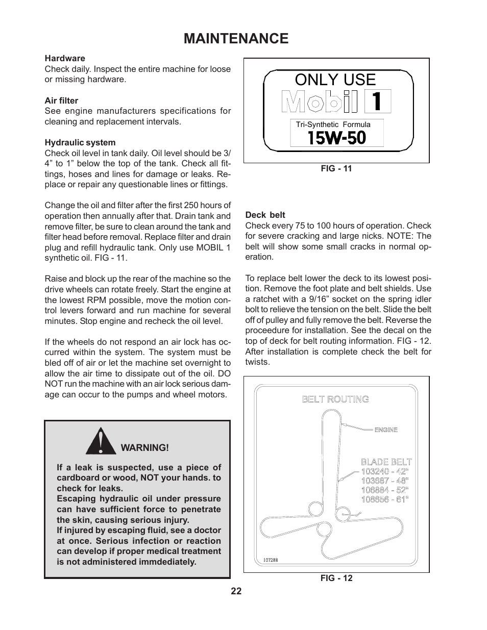 Only use, Maintenance | Yazoo/Kees ZMBI48181 User Manual | Page 22 / 30