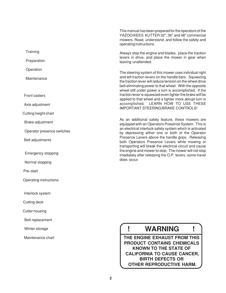 Warning | YAZOO KKW36132 User Manual | Page 2 / 16