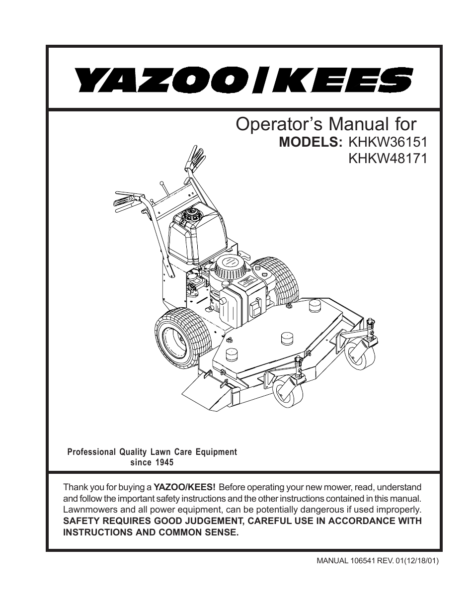 Yazoo/Kees KHKW36151  EN User Manual | 17 pages