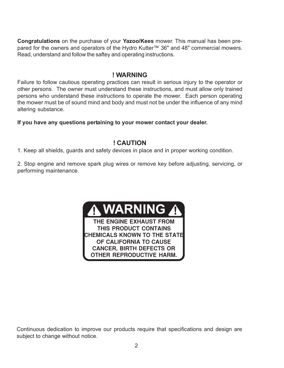 Warning | Yazoo/Kees KHKW36151  EN User Manual | Page 2 / 17