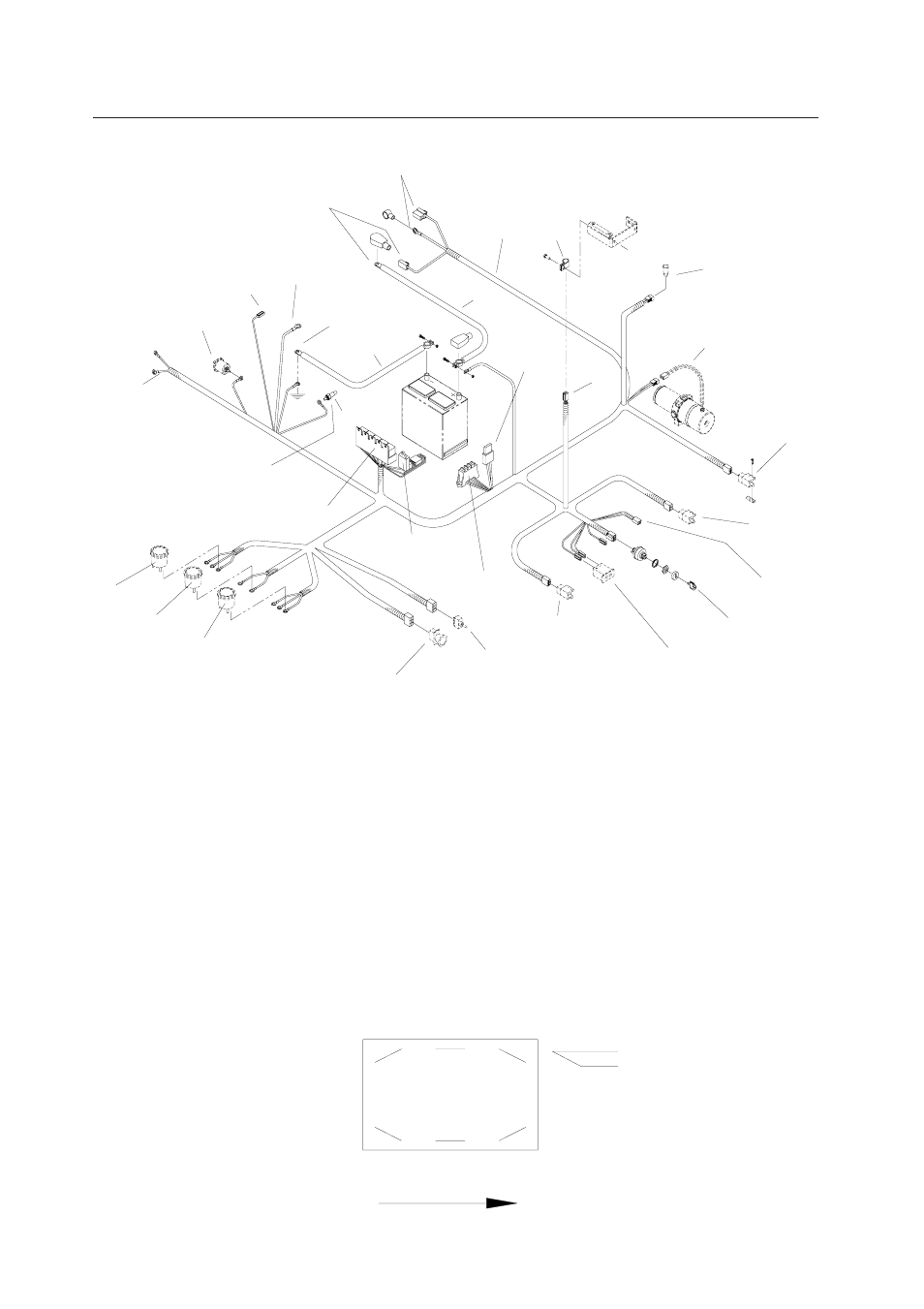 Wire harness, Item part no. qty. description, Mower front | Yazoo/Kees 4HRK20 User Manual | Page 38 / 44