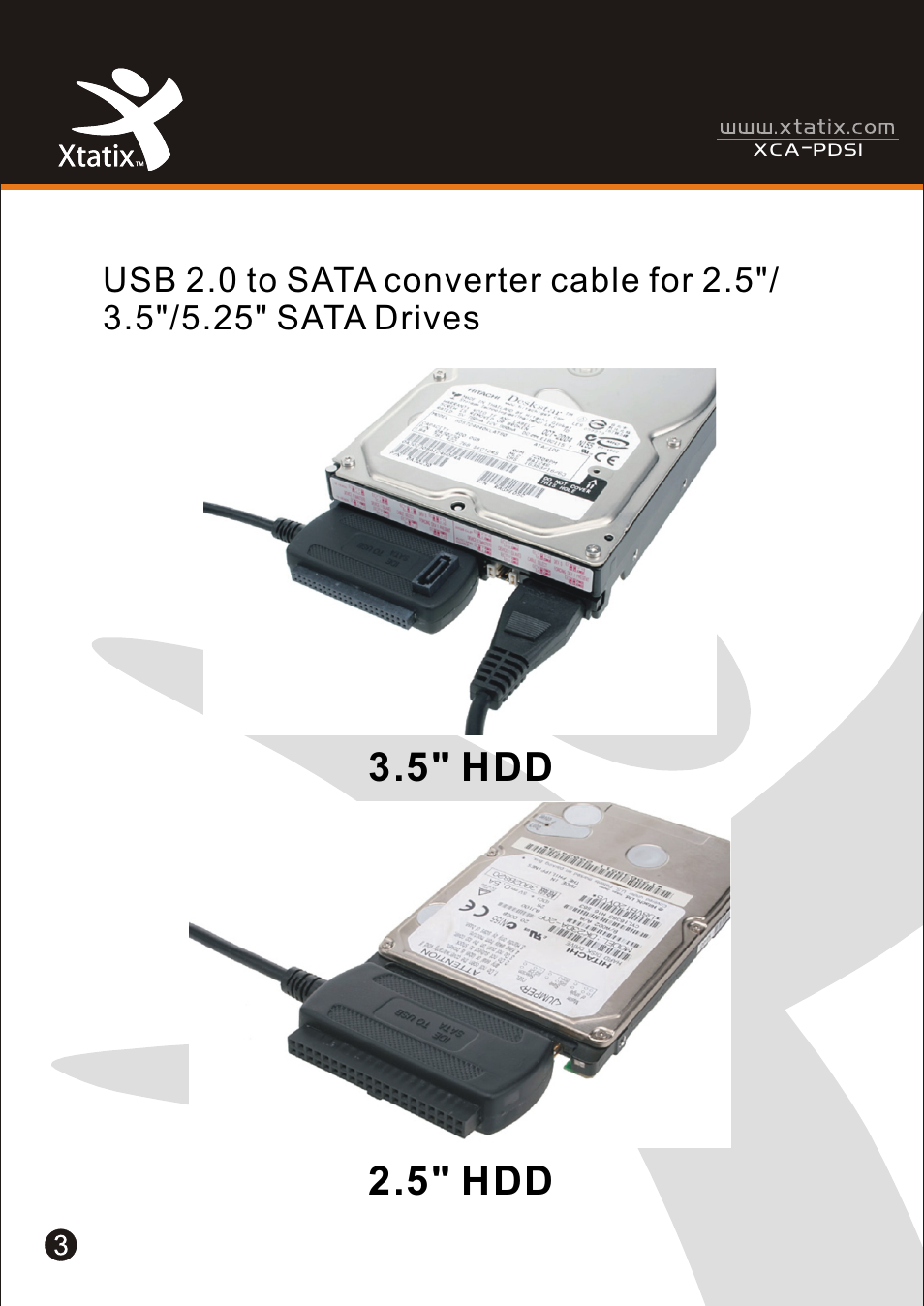 Т³гж 4, 5" hdd 2.5" hdd | Xtatix XCA-PDSI User Manual | Page 4 / 12