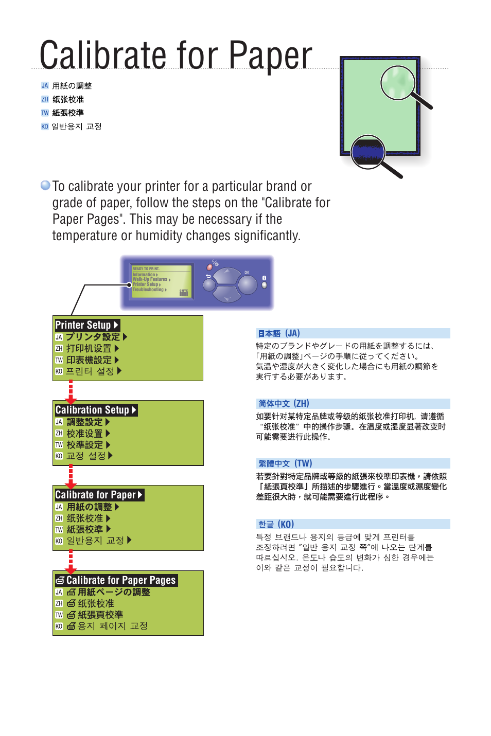 Calibrate for paper | Xerox Phaser Color Printer 7750 User Manual | Page 4 / 8
