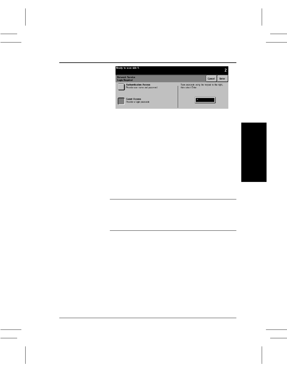 Guest access, Guest access -25, How to enter guest access password -25 | Xerox DC User Manual | Page 133 / 352