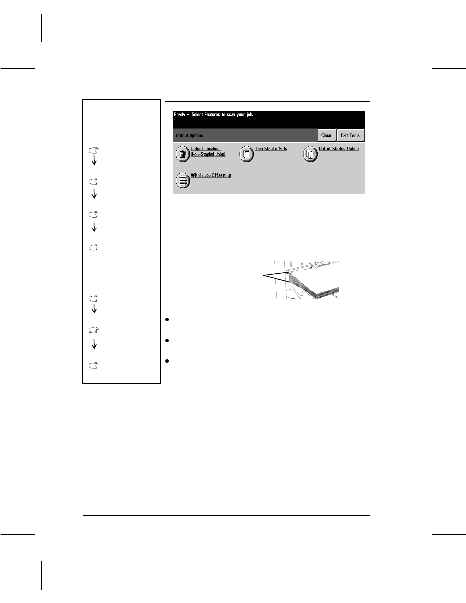 Output options, Output options -34, Thin stapled sets -34 | Xerox DC User Manual | Page 196 / 352