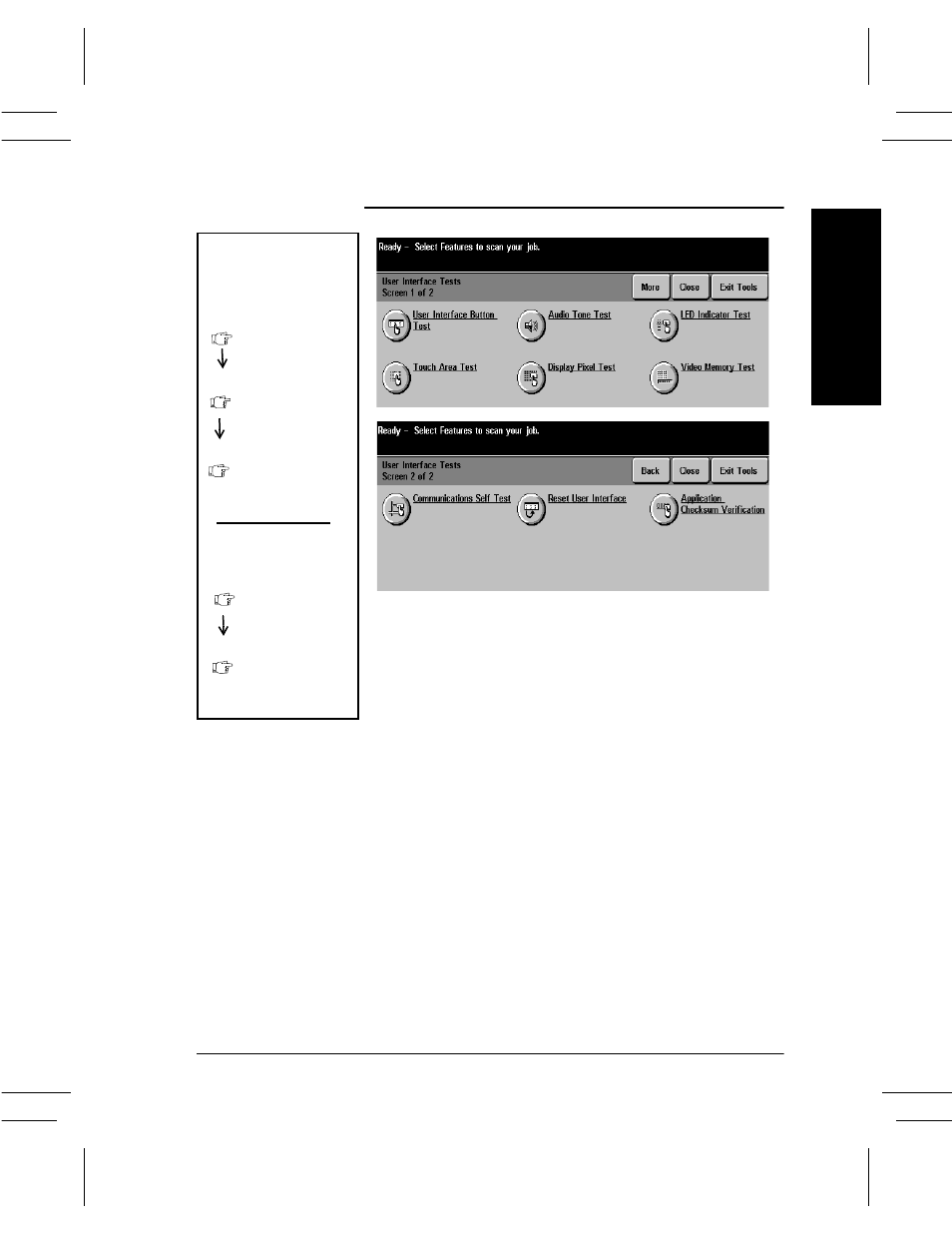 User interface tests, User interface tests -55, 10 . too ls user interface tests | Xerox DC User Manual | Page 217 / 352