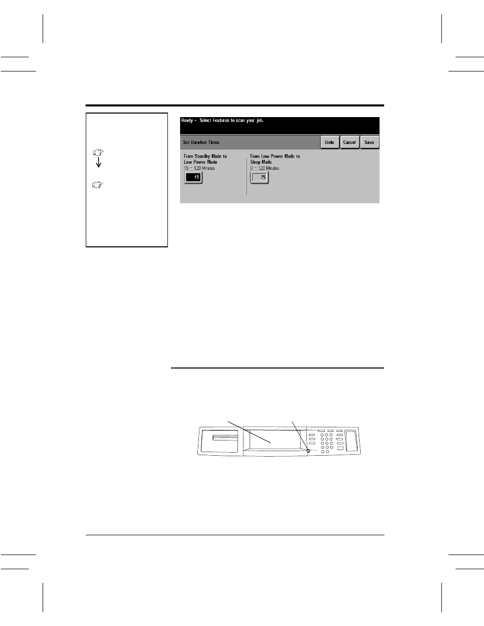 Power saver administration, Low power mode indications, Power saver administration -62 | Low power mode indications -62 | Xerox DC User Manual | Page 224 / 352