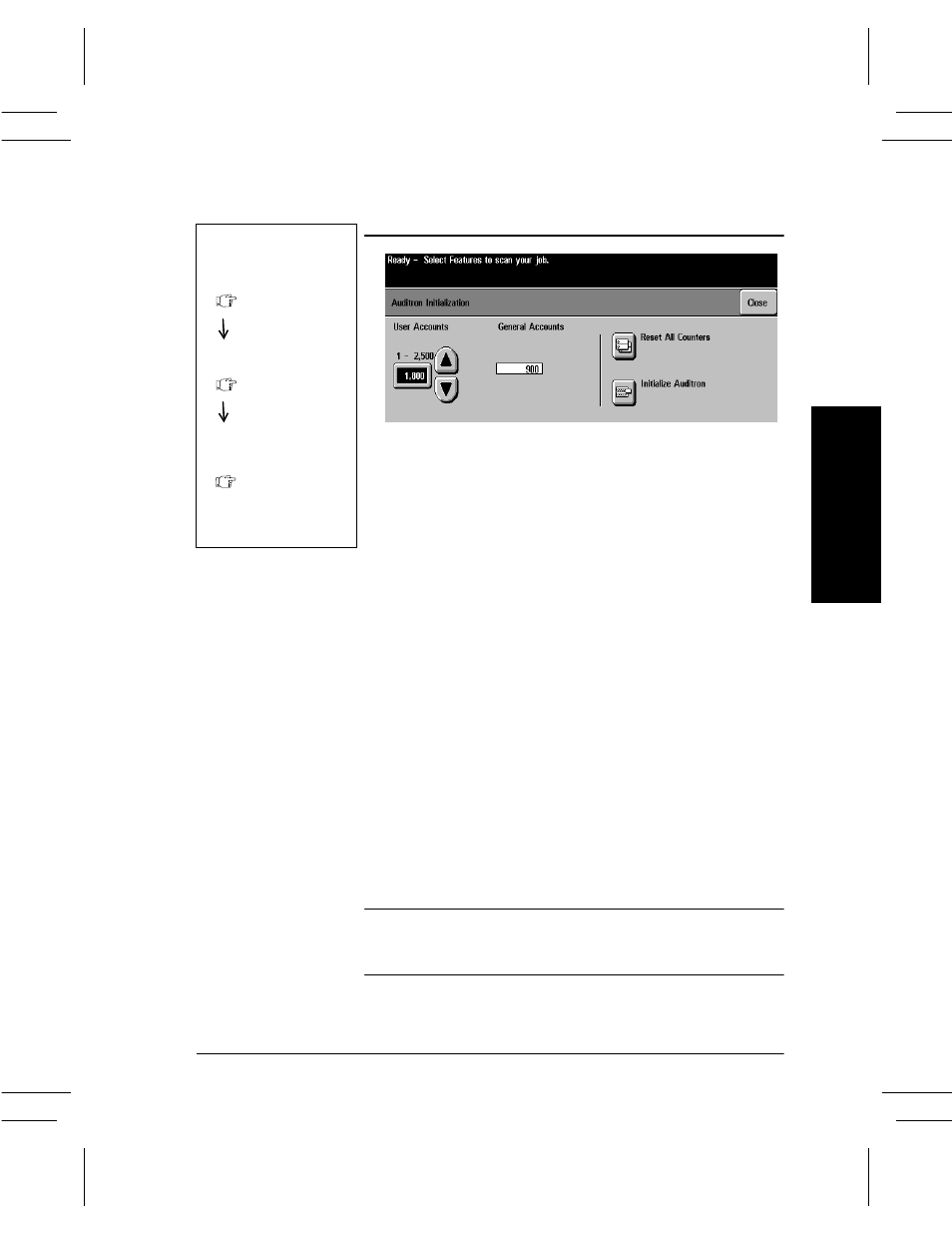 Auditron initialization, Auditron initialization -15, T racki n g us age auditron initialization | Xerox DC User Manual | Page 241 / 352
