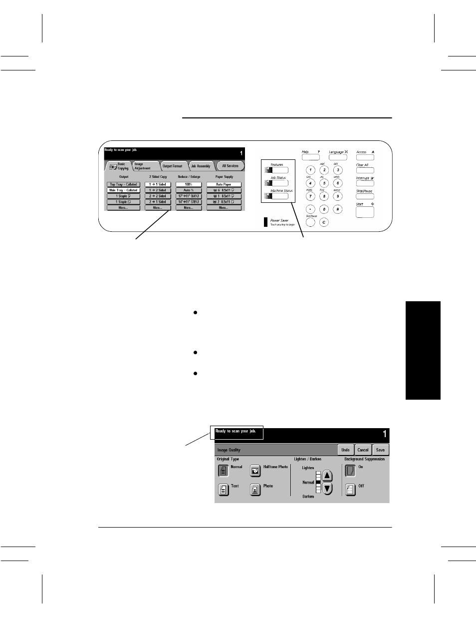 Touch screen, Touch screen -11, Original type -13 | Pr oduct o ver vi ew touch screen | Xerox DC User Manual | Page 49 / 352