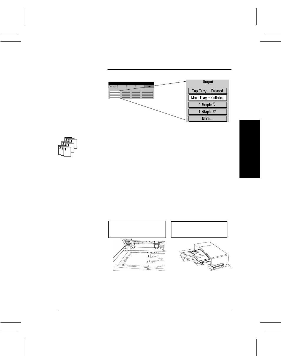 Output, Output -3, Sorting options -3 stapling options -3 | Xerox DC User Manual | Page 55 / 352