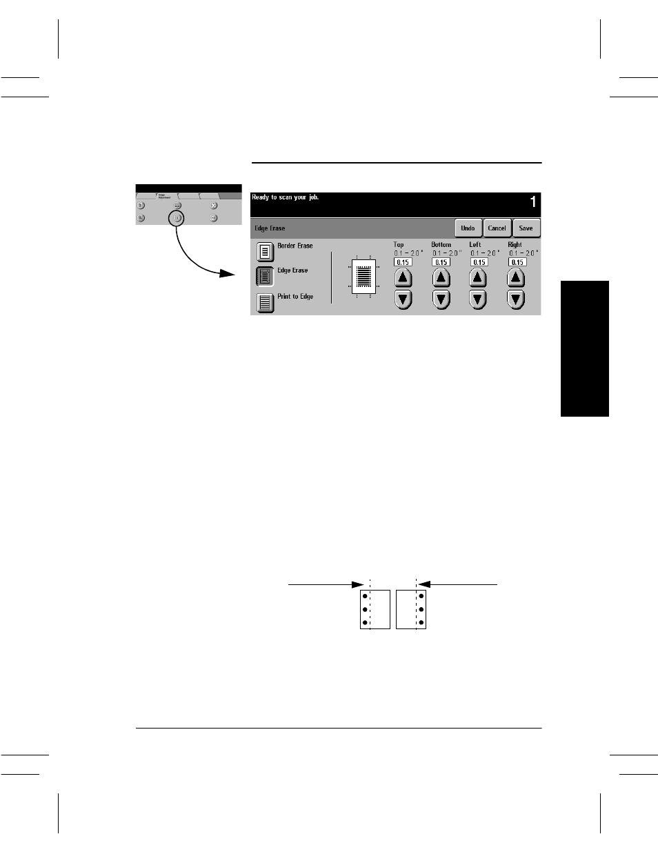 Edge erase, Edge erase -21, Ma k ing c opi es edge erase | Xerox DC User Manual | Page 73 / 352