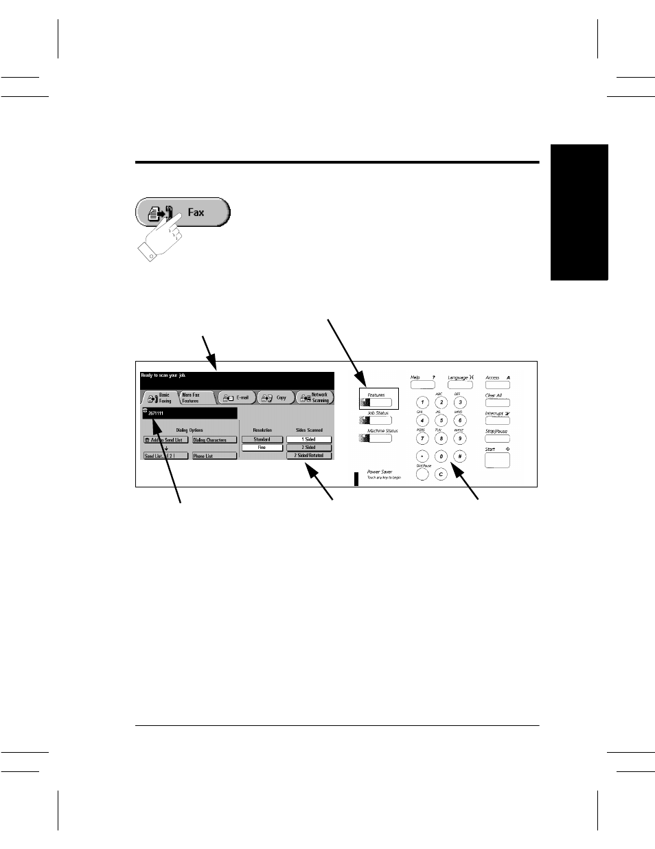 Getting to the fax feature, Getting to the fax feature -7 | Xerox DC User Manual | Page 97 / 352