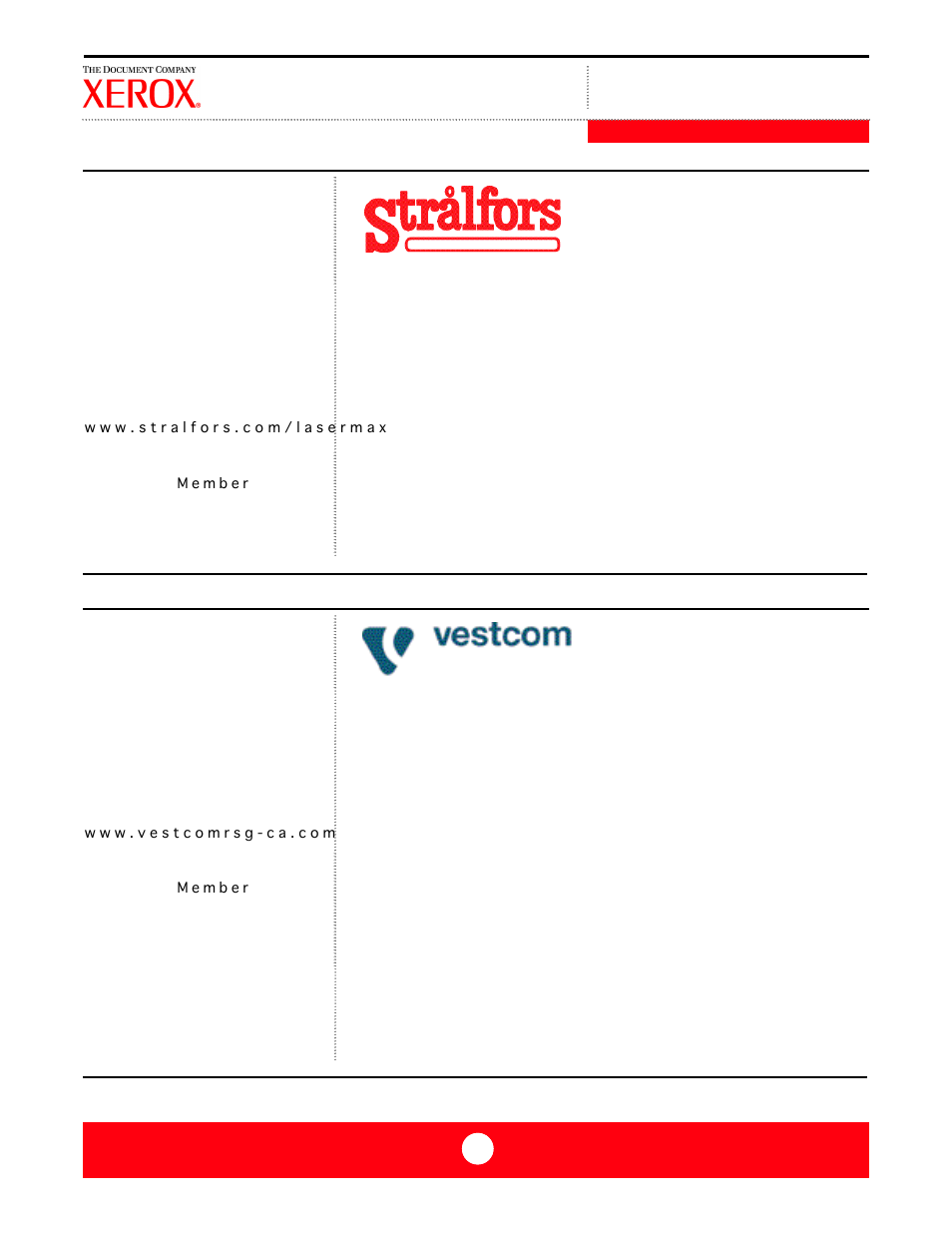 Vestcom, Stralfors international | Xerox FreeFlow DST2 User Manual | Page 21 / 23