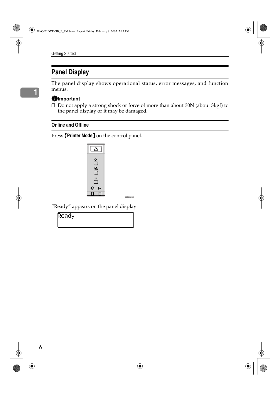Panel display | Xerox 4151 User Manual | Page 14 / 39