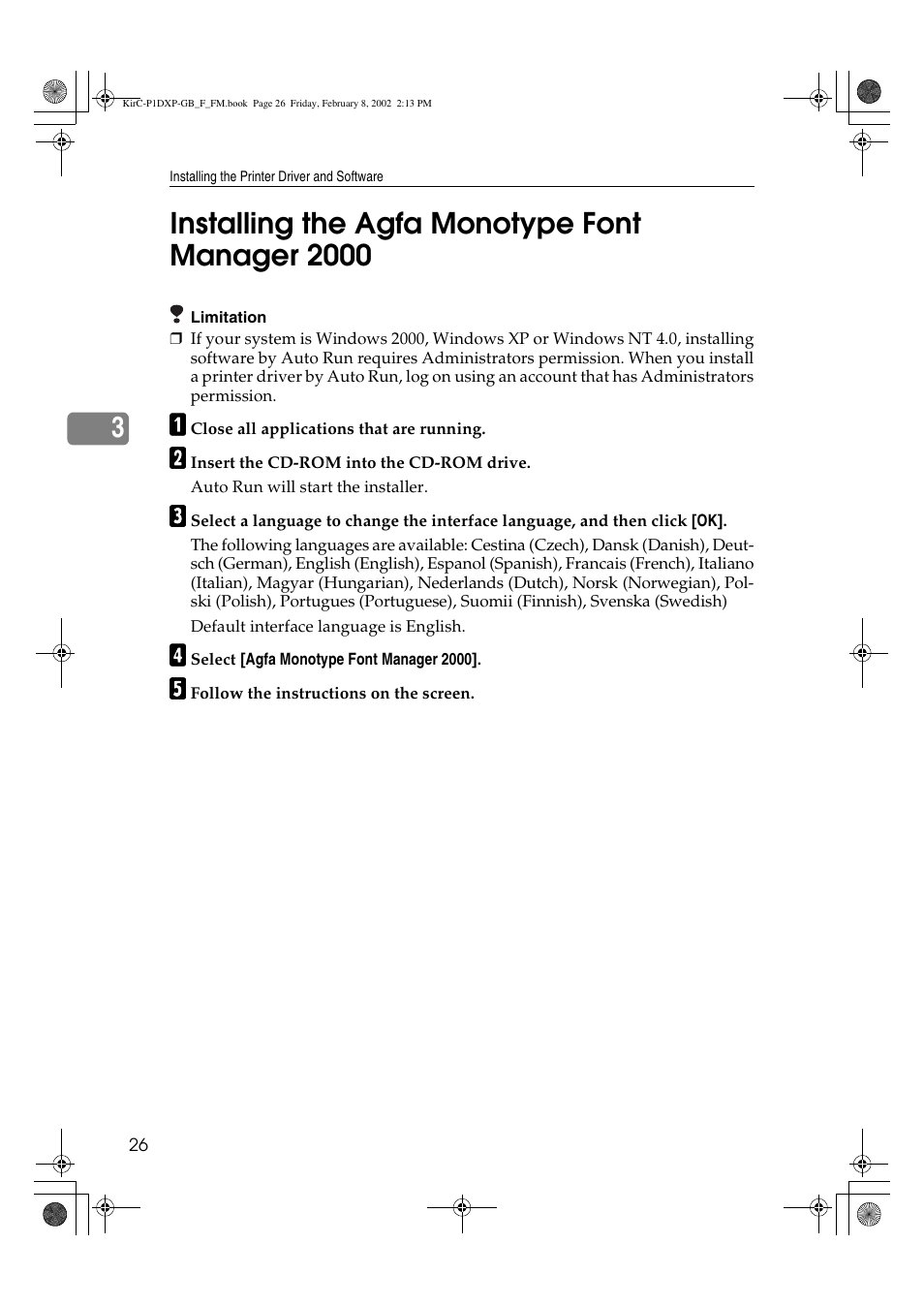 Installing the agfa monotype font manager 2000 | Xerox 4151 User Manual | Page 34 / 39