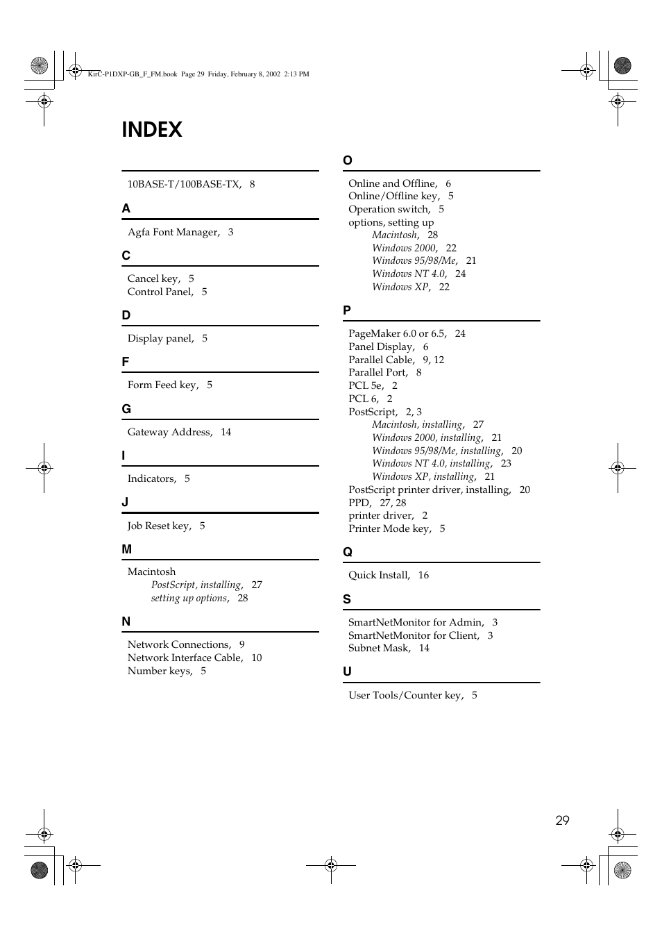 Index | Xerox 4151 User Manual | Page 37 / 39