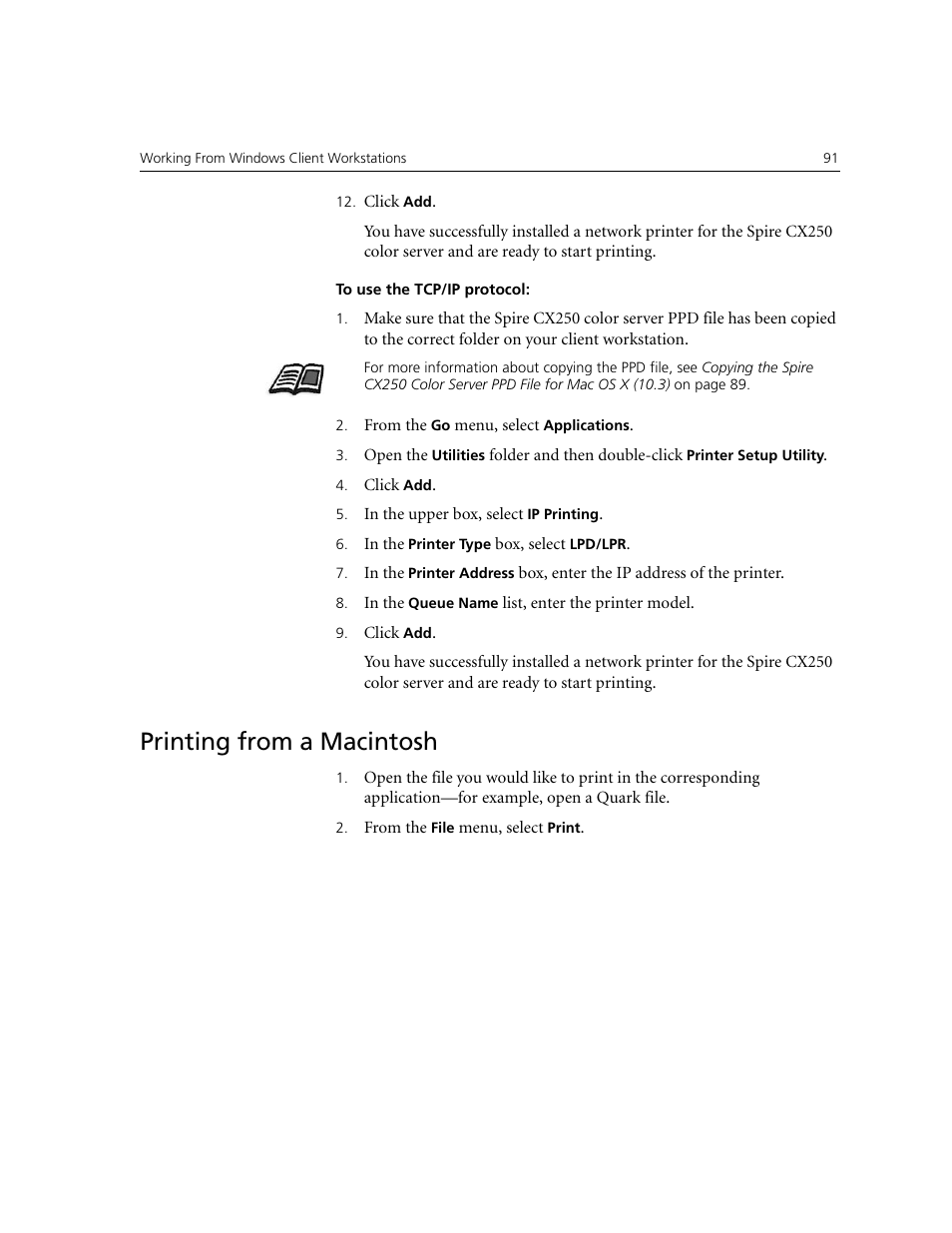 Printing from a macintosh | Xerox CX240 User Manual | Page 101 / 276