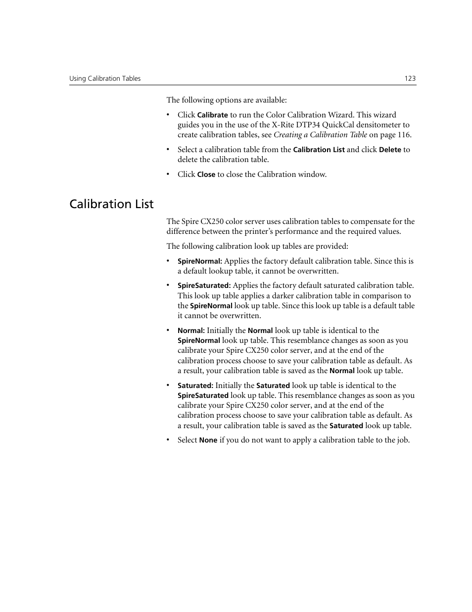 Calibration list | Xerox CX240 User Manual | Page 133 / 276