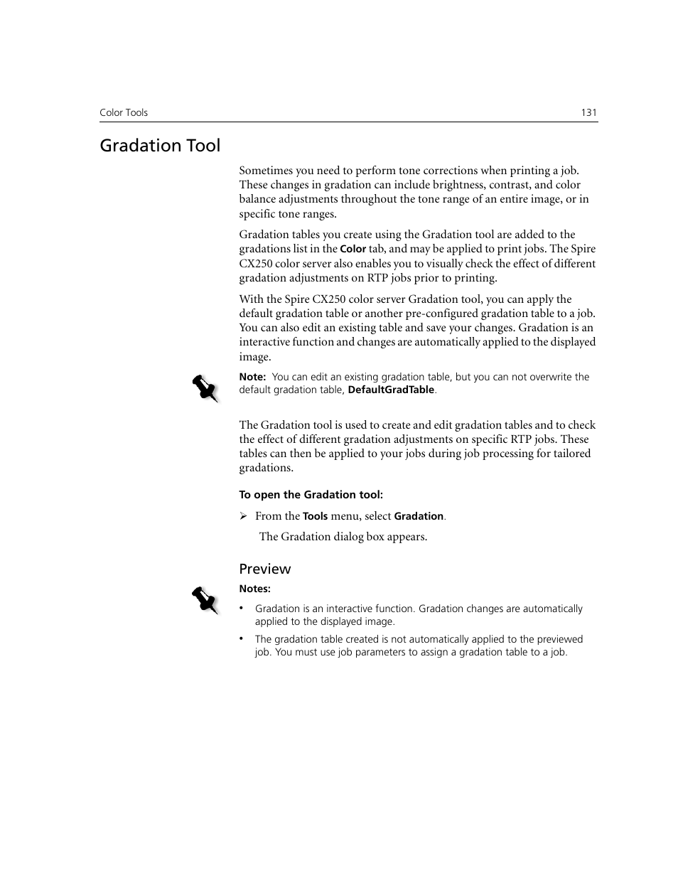 Gradation tool, Preview | Xerox CX240 User Manual | Page 141 / 276