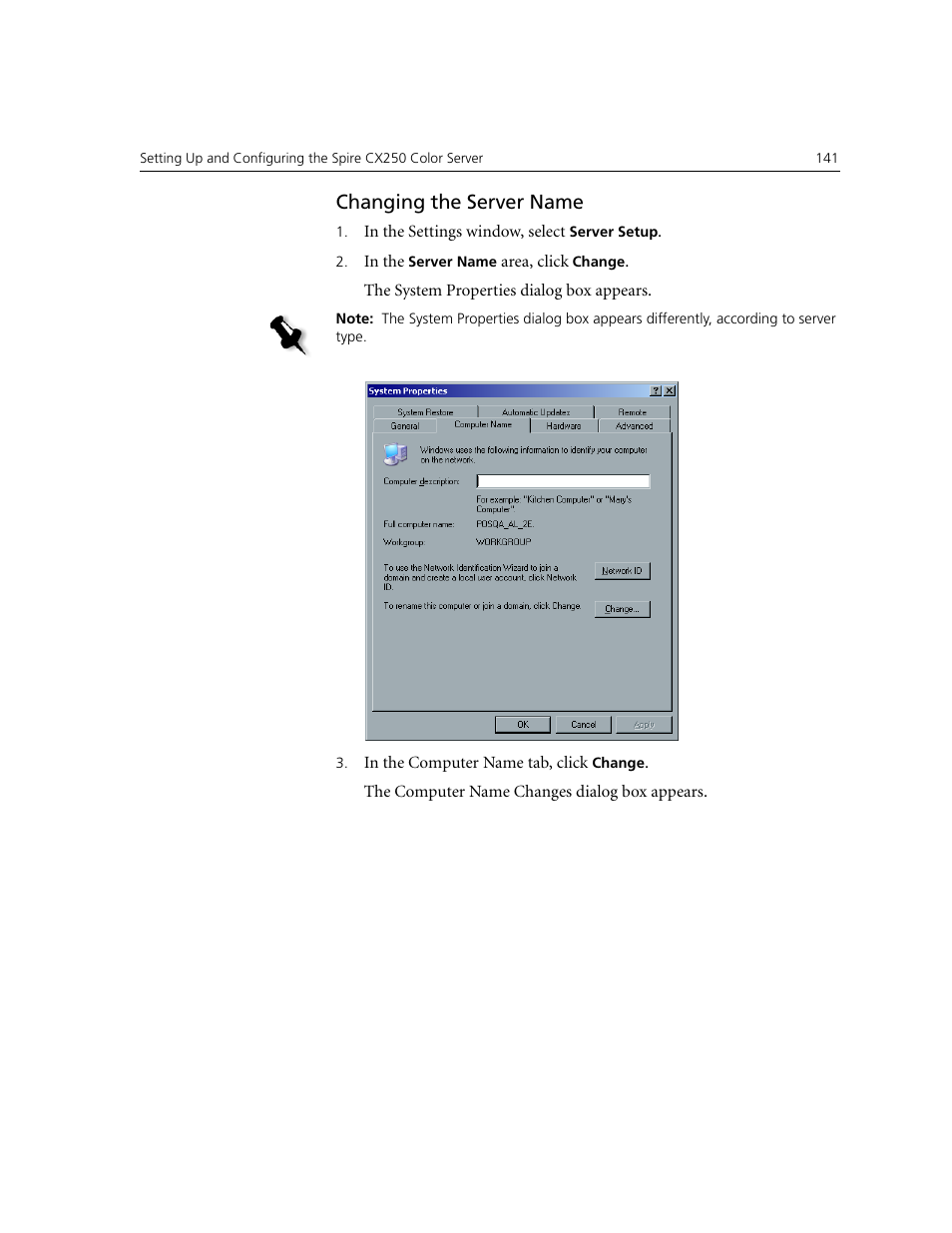 Changing the server name | Xerox CX240 User Manual | Page 151 / 276