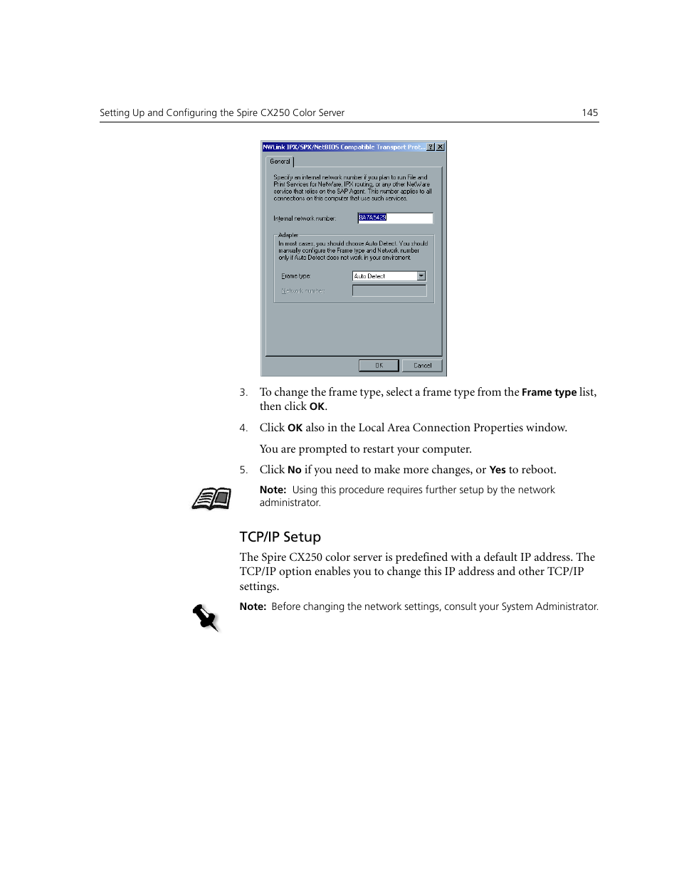 Tcp/ip setup | Xerox CX240 User Manual | Page 155 / 276